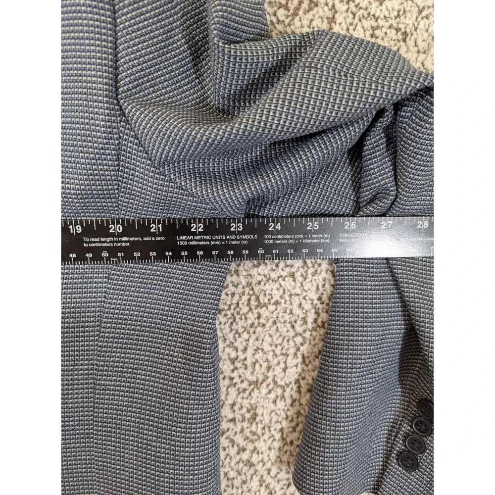 JOSEPH‎ ABBOUD Men's 43R Blue and Gray Houndstooth Silk Blend Sport Coat Blazer
